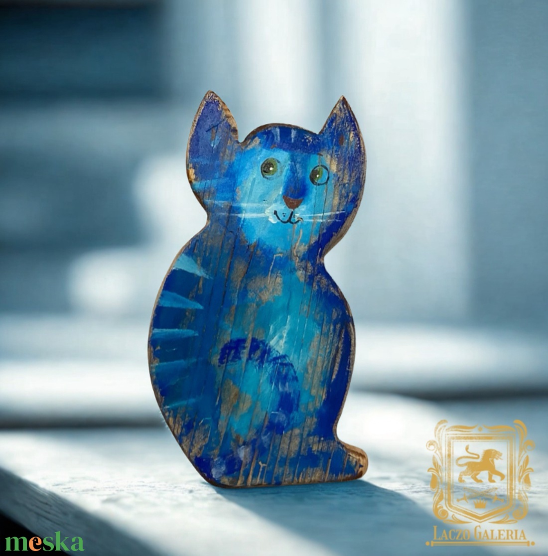 Kék cirmos - Rusztikus Fatábla, Vicces Ajándék ötlet - Falikép, Egyedi Falidísz, Macska, Cica - otthon & életmód - dekoráció - fali és függő dekoráció - falra akasztható dekor - Meska.hu