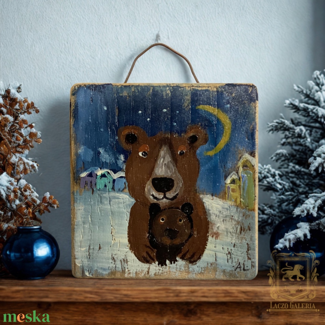 Medve mama - Rusztikus Fatábla, Ajándék ötlet - Egyedi Falidísz, Medve, Mackó - otthon & életmód - dekoráció - fali és függő dekoráció - falra akasztható dekor - Meska.hu