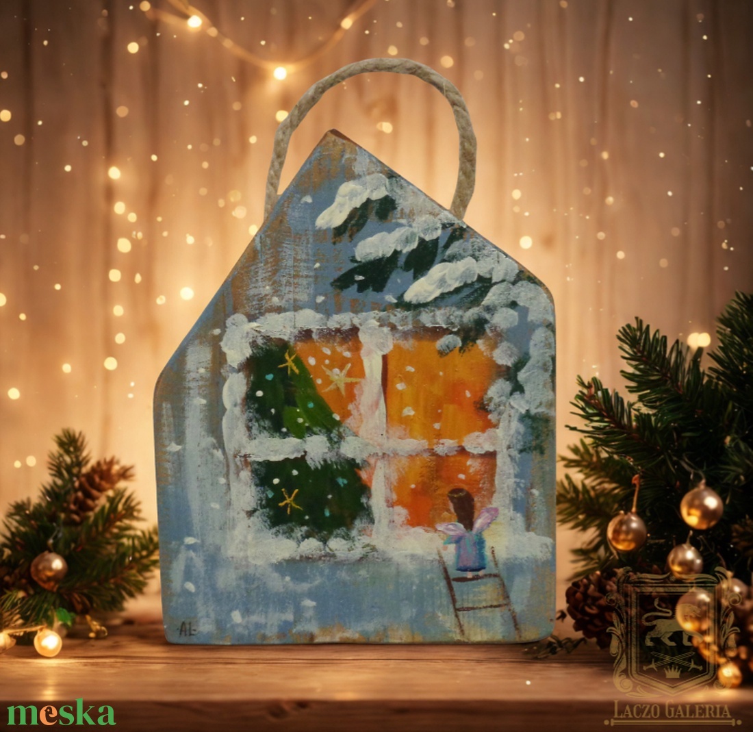 Karácsonyi kukucska - Egyedi dekoráció, ajándék ötlet, Gyerekszoba, Karácsony, Angyal, Karácsonyfa, Házikó - otthon & életmód - dekoráció - fali és függő dekoráció - falra akasztható dekor - Meska.hu