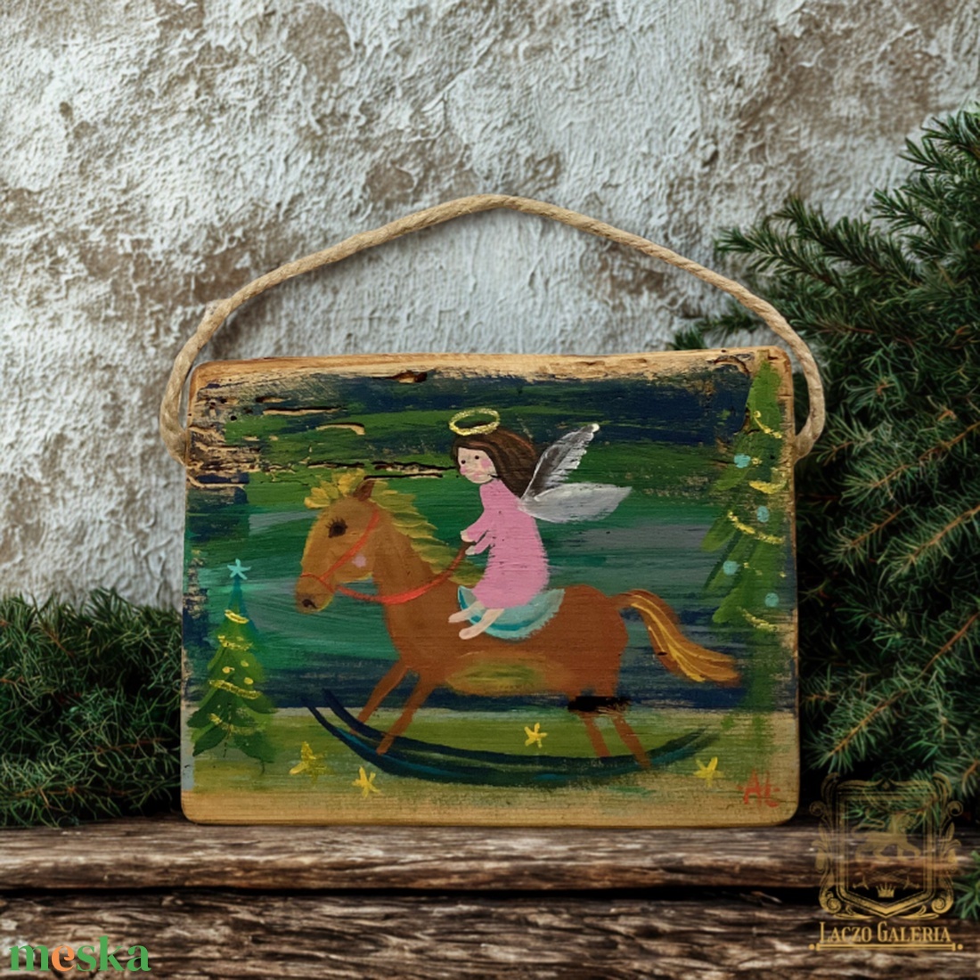 Karácsony esti vágta - Egyedi dekoráció, ajándék ötlet, Gyerekszoba, Karácsony, Angyal, Karácsony, Hintaló - otthon & életmód - dekoráció - fali és függő dekoráció - falra akasztható dekor - Meska.hu