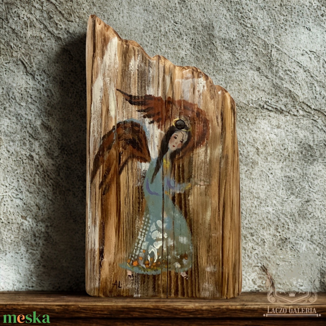 A sors angyala - Rusztikus Festett Fa - Falra akasztható - Ajándék ötlet - otthon & életmód - dekoráció - fali és függő dekoráció - függődísz - Meska.hu