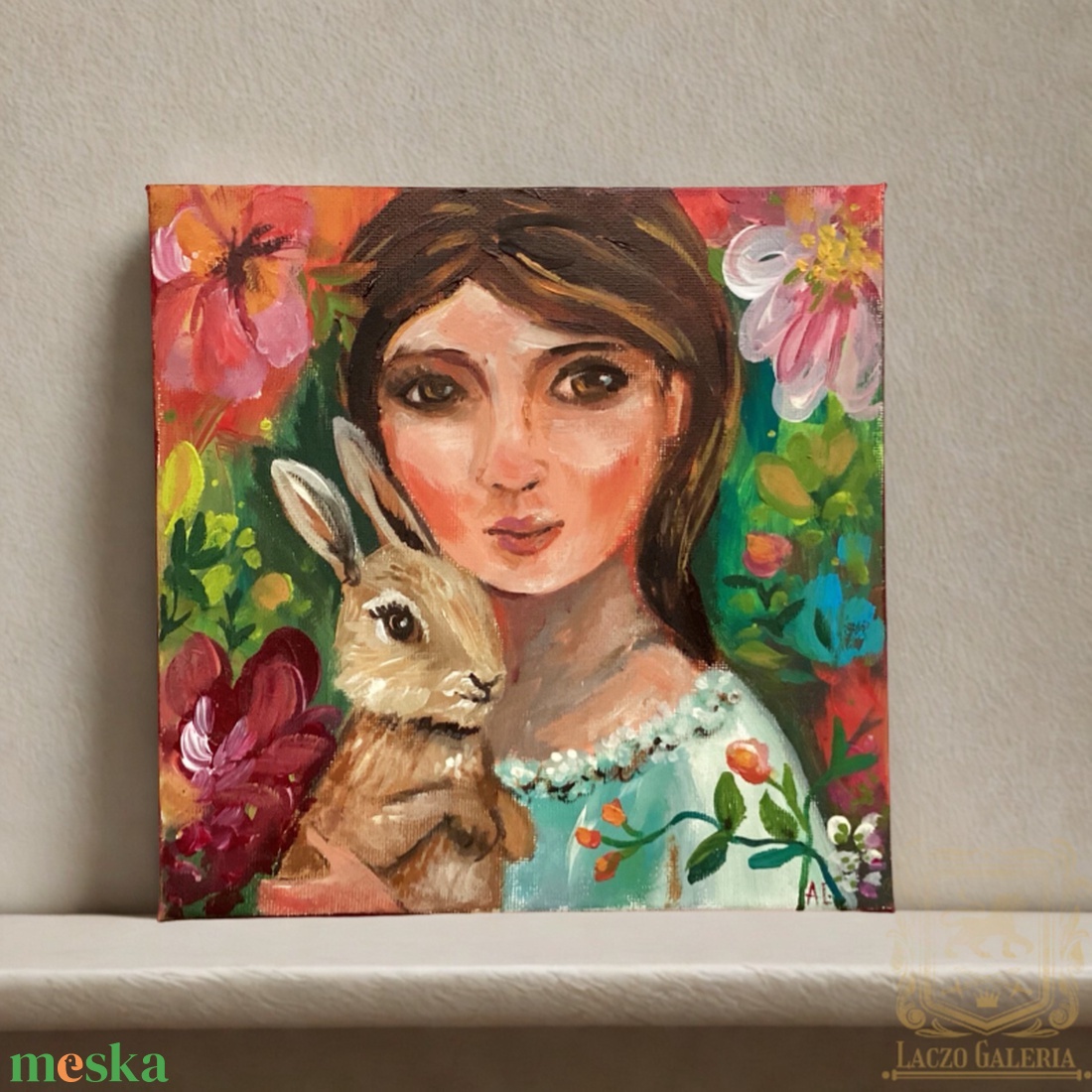 Tavaszi kép - Eredeti Akril Festmény Vásznon - Laczó Ágnes kortárs festő/grafikus művész - Húsvét - Nyuszi - művészet - festmény - akril - Meska.hu