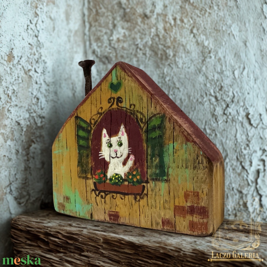 Micike integet - Egyedi dekoráció, ajándék ötlet, Gyerekszoba, Polcdísz, Könyvtámasz, Házikó - otthon & életmód - dekoráció - fali és függő dekoráció - falra akasztható dekor - Meska.hu