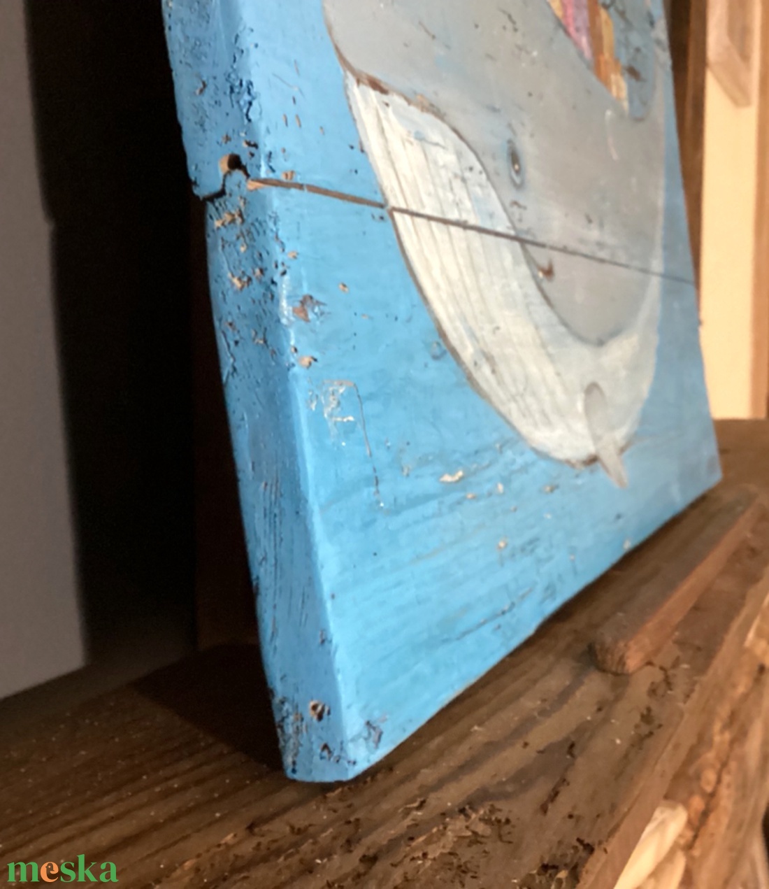 Cet-falu - Rusztikus Fatábla, Ajándék ötlet, Gyerekszoba - Egyedi Falidísz, Tenger, Bálna - otthon & életmód - dekoráció - fali és függő dekoráció - falra akasztható dekor - Meska.hu