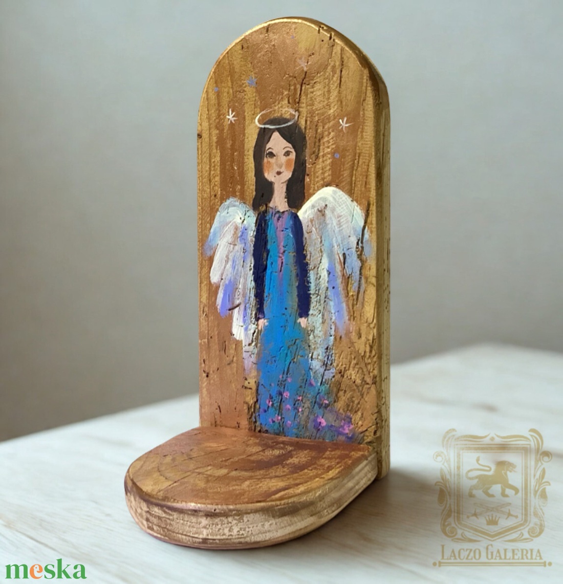 Angyali mécses - Rusztikus Fa Mécsestartó - Ajándék ötlet - Karácsony, Dekoráció, Angyal, Tündér, Gyerekszoba - otthon & életmód - dekoráció - fali és függő dekoráció - függődísz - Meska.hu