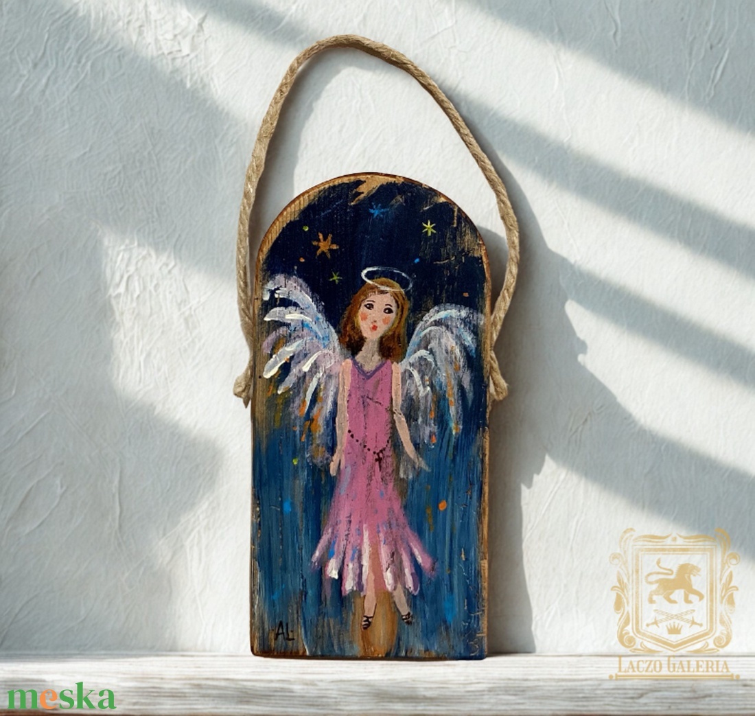 Remény angyala - Rusztikus Festett Fa, Dekoráció - Falra akasztható - Ajándék ötlet, Angyal - otthon & életmód - dekoráció - fali és függő dekoráció - függődísz - Meska.hu