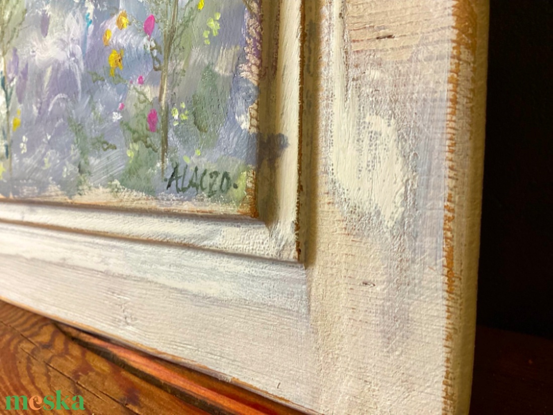 Szabad ég alatt - Rusztikus Fatábla, Egyedi Falikép, Akril Festmény - Virágok - Madár - otthon & életmód - dekoráció - fali és függő dekoráció - falra akasztható dekor - Meska.hu