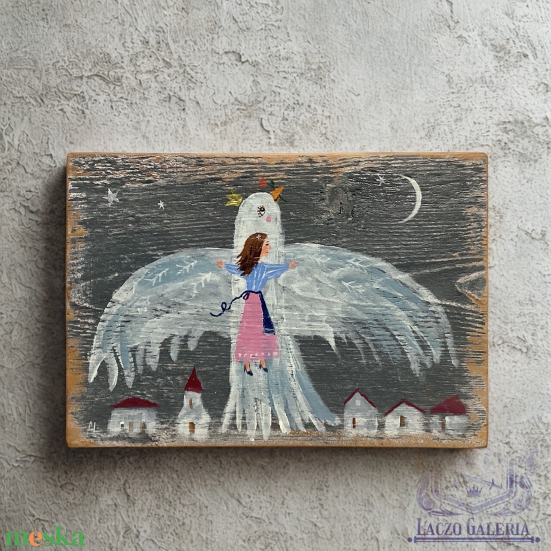 Amikor a föld elenged - Rusztikus Fatábla, Ajándék ötlet - Egyedi Falidísz, Gyerekszoba, Madár - otthon & életmód - dekoráció - fali és függő dekoráció - falra akasztható dekor - Meska.hu