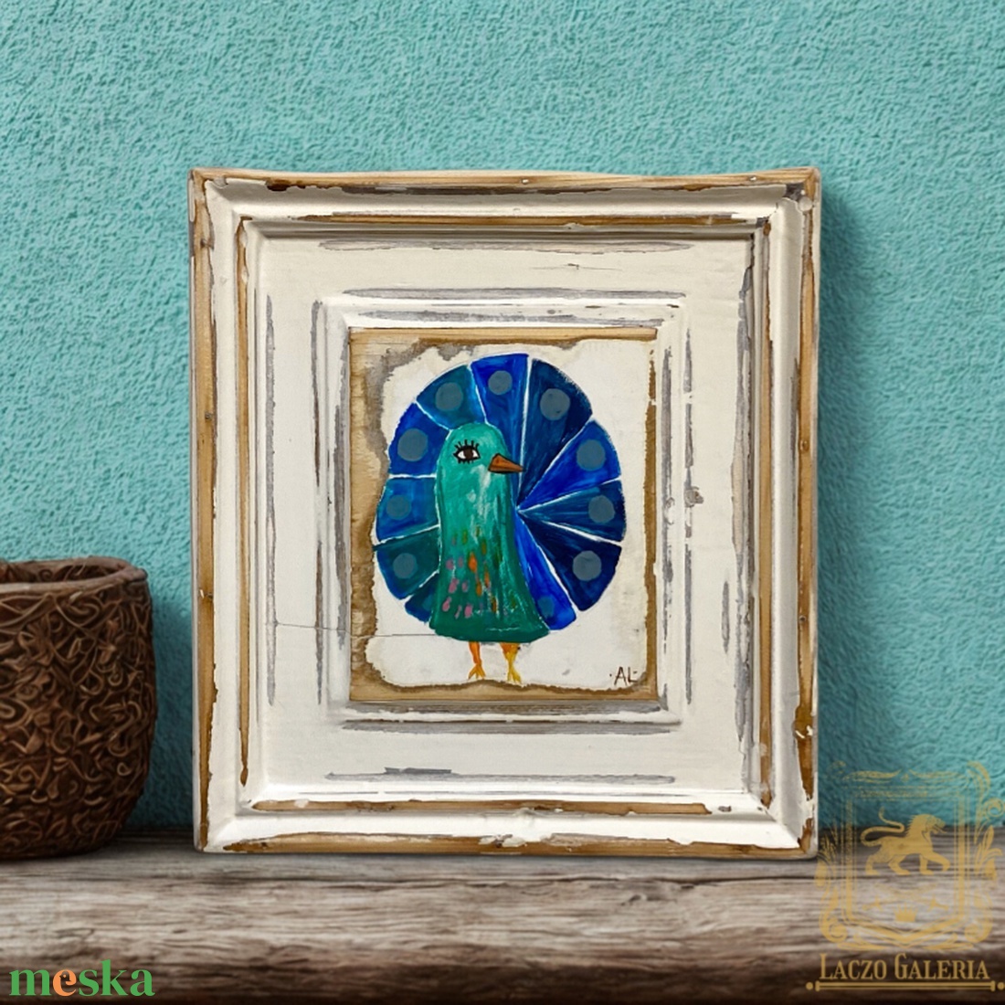 Páva madár - Rusztikus Fatábla, Egyedi Falikép, Akril Festmény - Madár - otthon & életmód - dekoráció - fali és függő dekoráció - falra akasztható dekor - Meska.hu