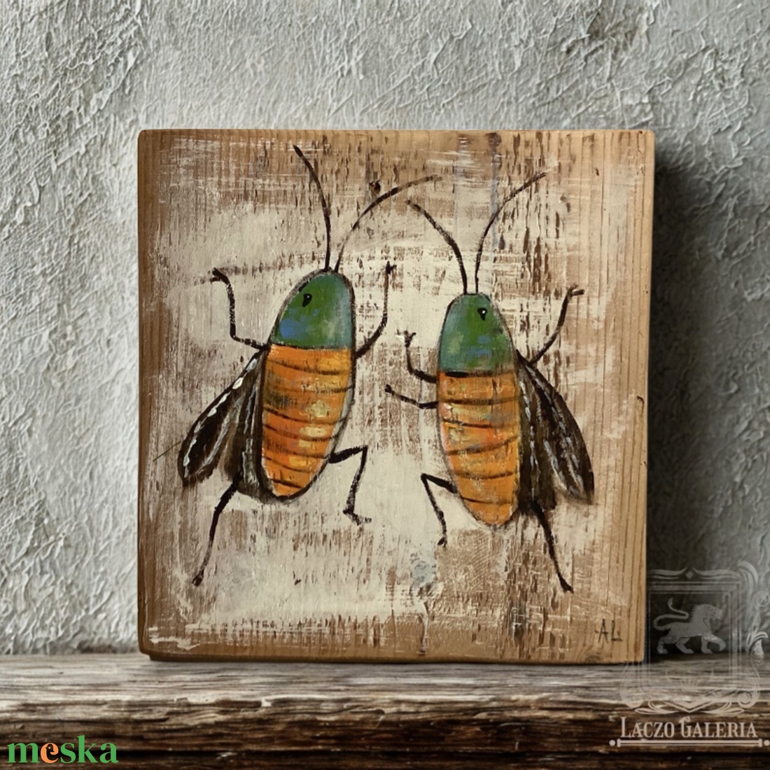 Bogártánc - Rusztikus Fatábla, Ajándék ötlet - Egyedi Falidísz, Gyerekszoba, Tücsök, Bogár - otthon & életmód - dekoráció - fali és függő dekoráció - falra akasztható dekor - Meska.hu