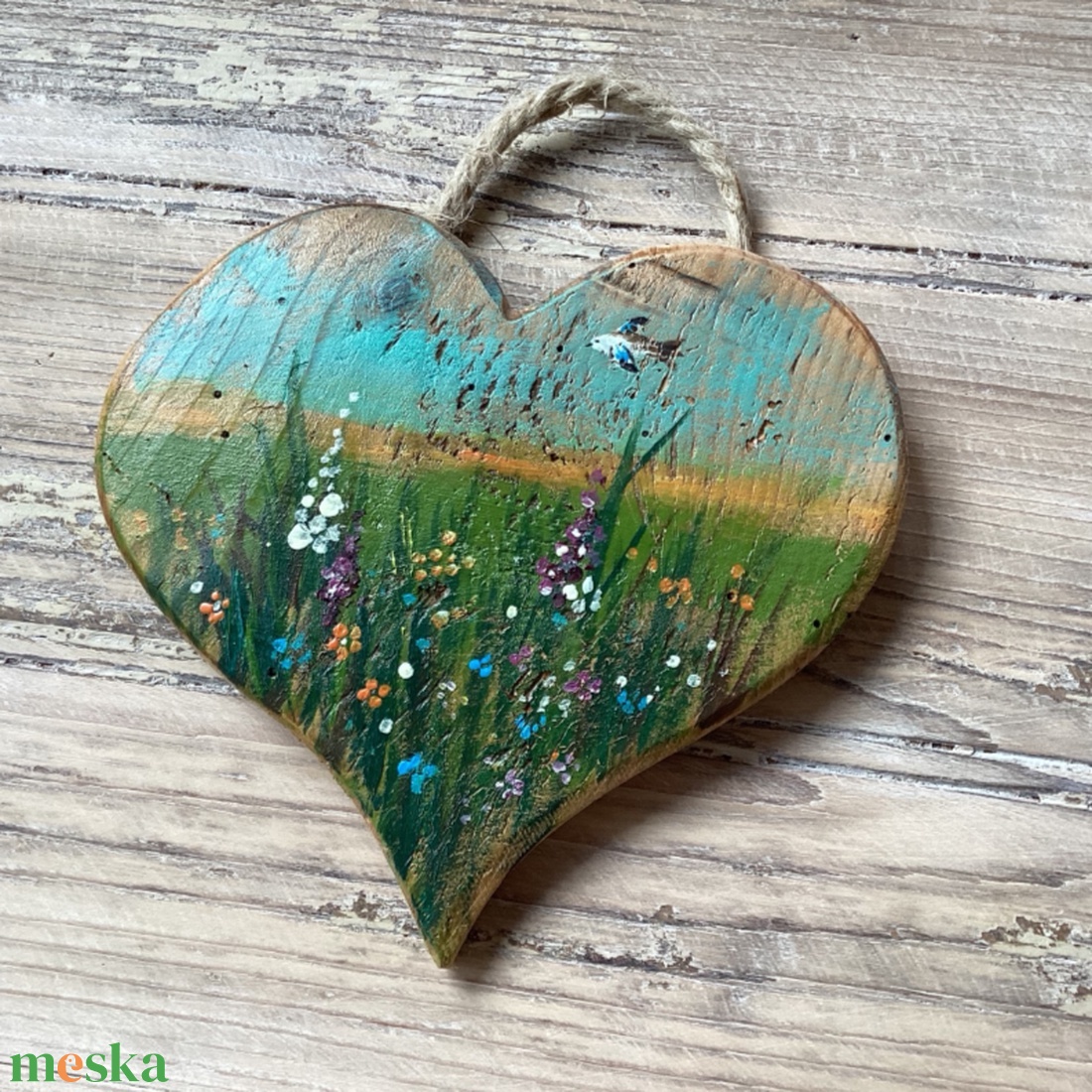 Mezei virágok - Rusztikus Fatábla, Ajándék ötlet - Egyedi Falidísz, Szív, Valentin-nap - otthon & életmód - dekoráció - fali és függő dekoráció - falra akasztható dekor - Meska.hu