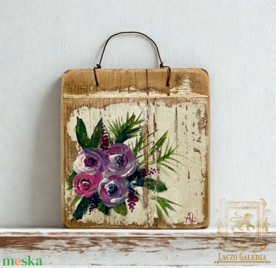 Egy csokor virág - Rusztikus Fatábla, Ajándék ötlet - Egyedi  dekoráció - Valentin-nap - otthon & életmód - dekoráció - fali és függő dekoráció - falra akasztható dekor - Meska.hu