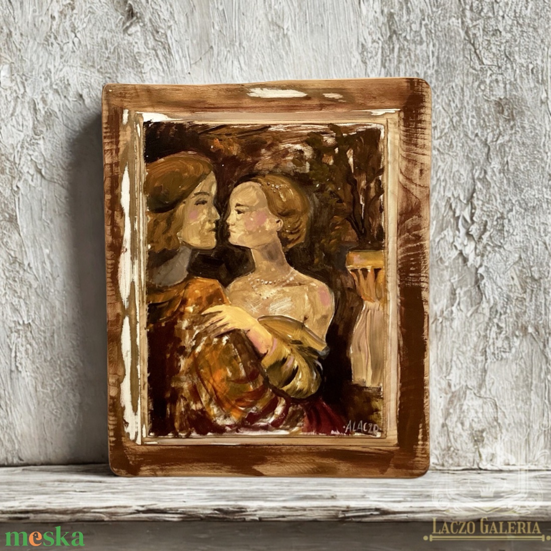 Lovagi hódolat - Rusztikus Fatábla, Egyedi Falikép, Akril Festmény - Laczó Ágnes - otthon & életmód - dekoráció - fali és függő dekoráció - falra akasztható dekor - Meska.hu