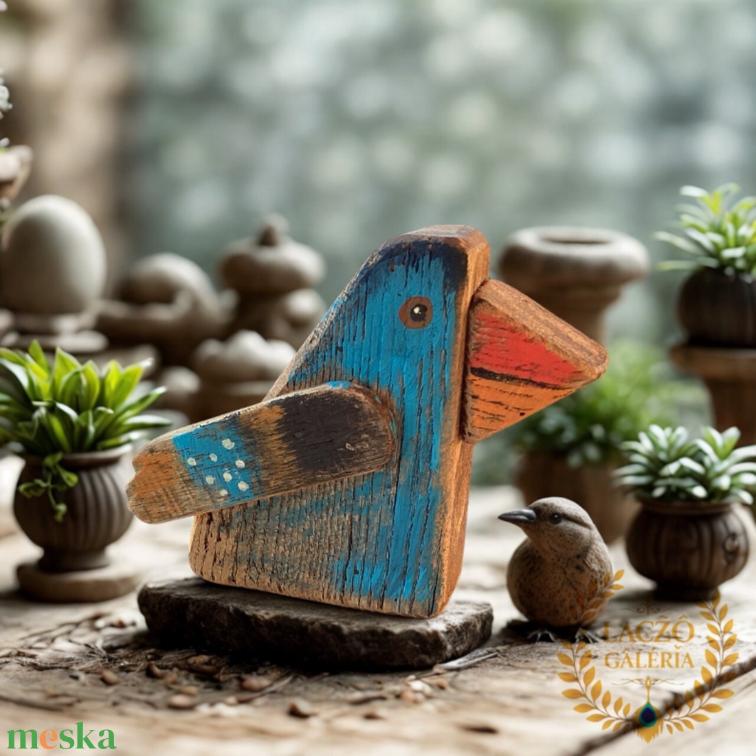 Boldogság Kék Madara - Rusztikus Fa Dekoráció, Ajándék ötlet, Egyedi dísz, Madár- Antik Tölgyfa - otthon & életmód - dekoráció - fali és függő dekoráció - falra akasztható dekor - Meska.hu