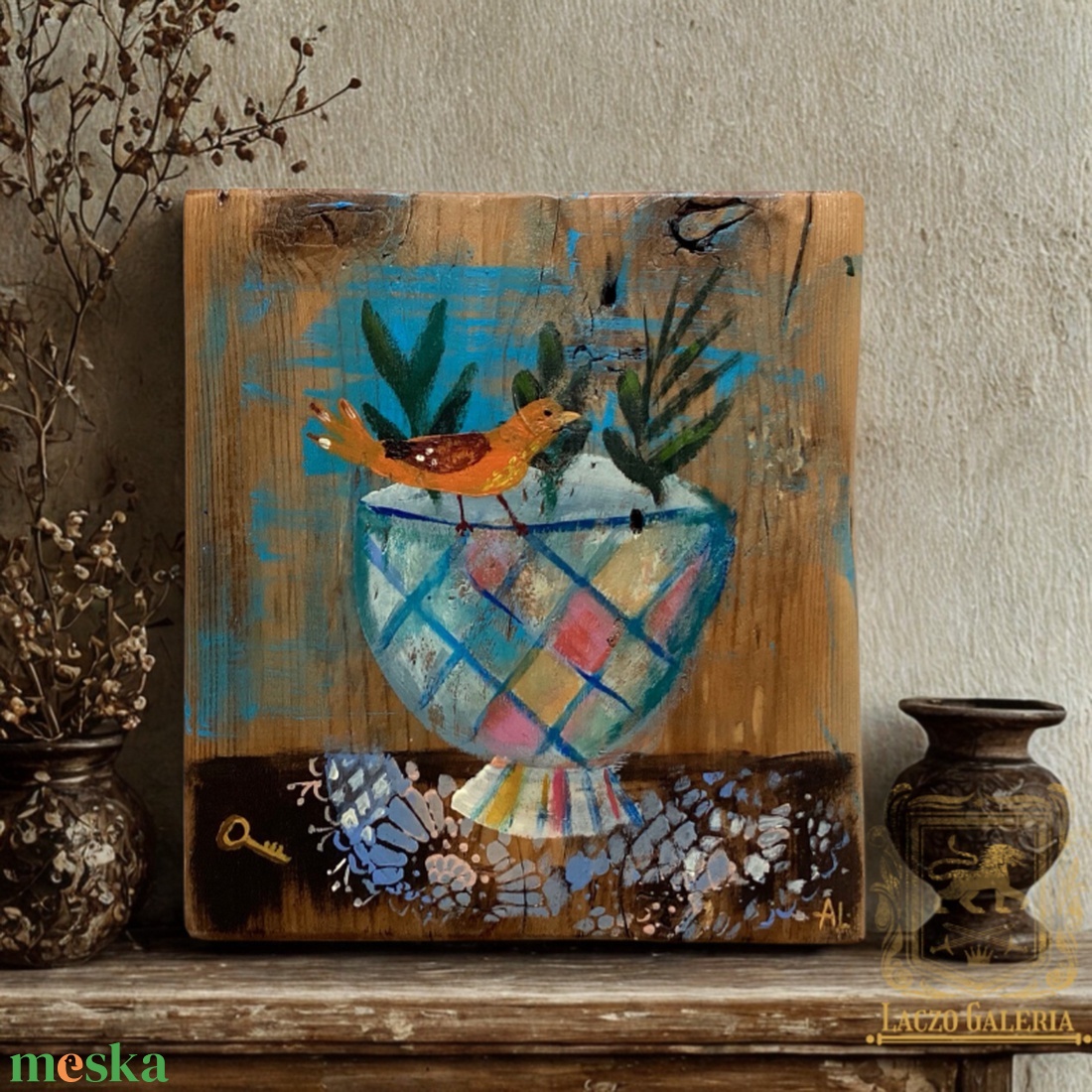 Kerti emlék - Rusztikus Fatábla, Ajándék ötlet - Egyedi Falidísz, Madár, virág - otthon & életmód - dekoráció - fali és függő dekoráció - falra akasztható dekor - Meska.hu