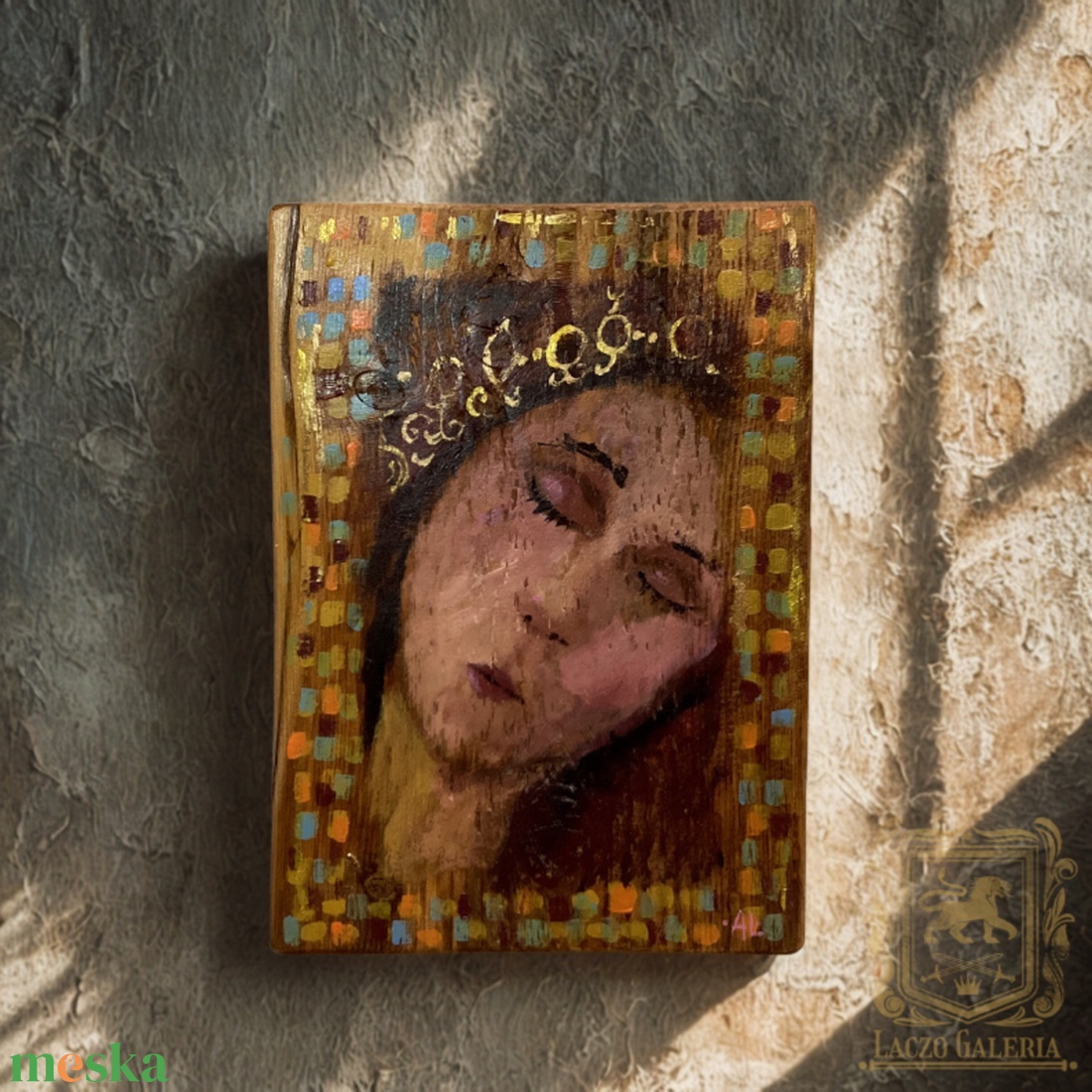 Ikon - Rusztikus Fatábla, Egyedi Falikép, Akril Festmény - Portré - otthon & életmód - dekoráció - fali és függő dekoráció - falra akasztható dekor - Meska.hu