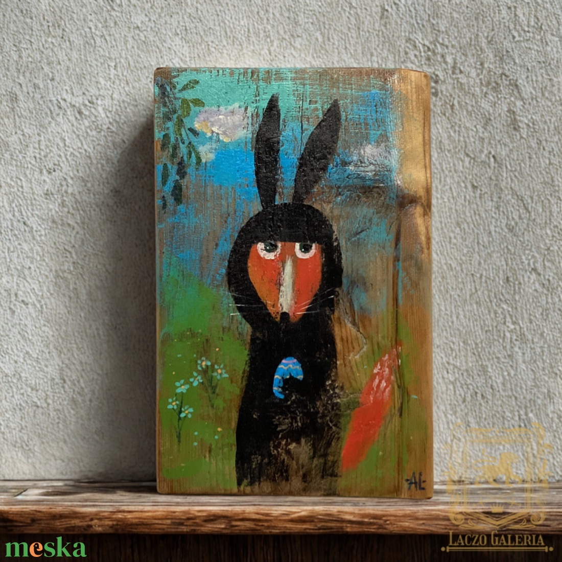 Komisz kópé - Rusztikus Fatábla, Ajándék ötlet - Egyedi Falidísz, Tavasz, Róka, Humor, Húsvét, Nyúl - otthon & életmód - dekoráció - fali és függő dekoráció - falra akasztható dekor - Meska.hu