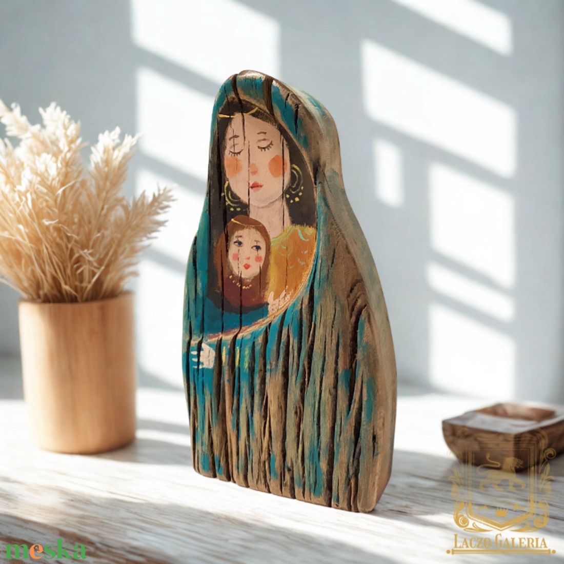 Anya-Lánya - Tömör, antik tölgyfából készült egyedi dekoráció - otthon & életmód - dekoráció - fali és függő dekoráció - falra akasztható dekor - Meska.hu