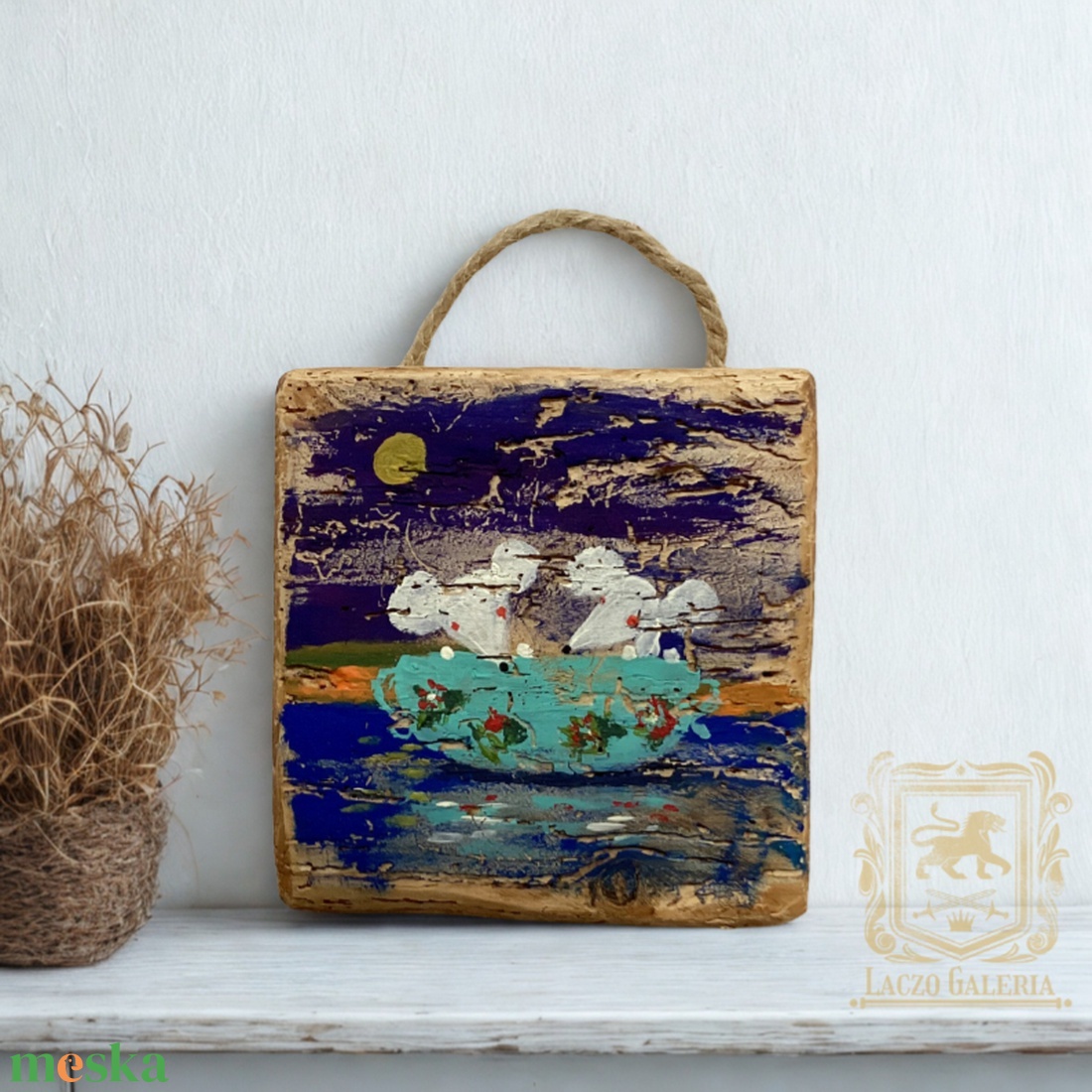 Csésze-hajó - Laczó Ágnes kortárs festő/grafikus művész, Egér, Gyerekszoba, Dekoráció - otthon & életmód - dekoráció - fali és függő dekoráció - falra akasztható dekor - Meska.hu