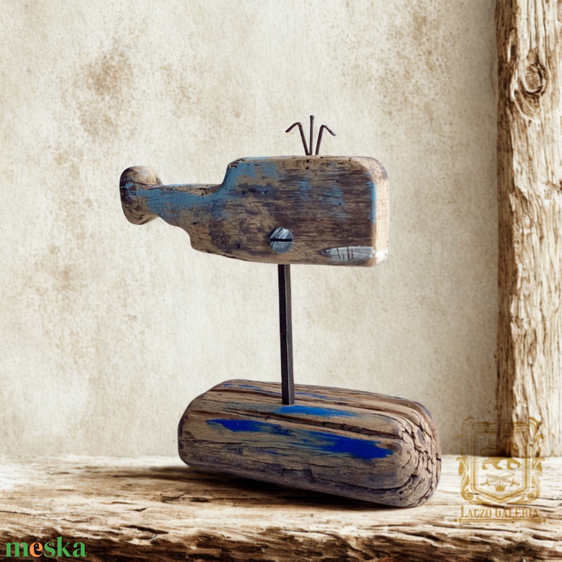 Bálna gyerek, Marci - Rusztikus Dekoráció, Ajándék ötlet, Gyerekszoba - Egyedi Falidísz,  Bálna, Hal - otthon & életmód - dekoráció - asztal és polc dekoráció - asztaldísz - Meska.hu