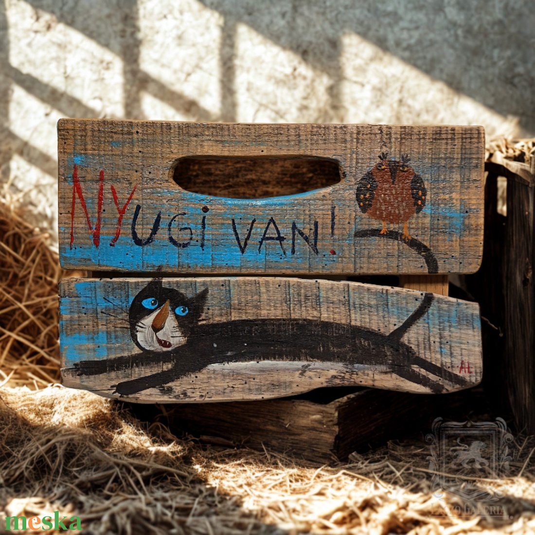 Nyugi van! - Rusztikus Fatábla, Vicces Ajándék ötlet - Egyedi Falidísz, Konyha, Bagoly, Macska, Cica - otthon & életmód - dekoráció - fali és függő dekoráció - falra akasztható dekor - Meska.hu