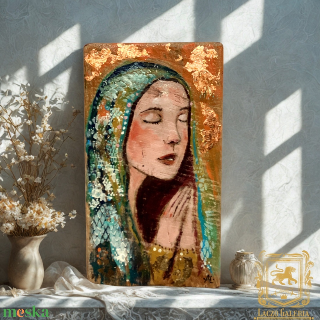 Lélek aranya - Tölgyfa - Rusztikus Festett Fa, Dekoráció - Falra akasztható - Ajándék ötlet, Angyal, Szent, nő  - otthon & életmód - dekoráció - fali és függő dekoráció - függődísz - Meska.hu