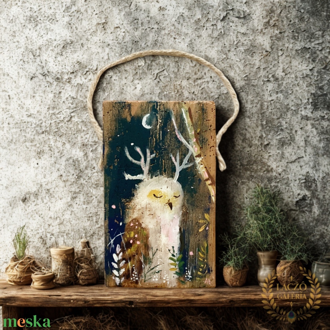 Erdei Megmondó - Rusztikus Fatábla, Gyerekszoba, Egyedi Falidísz, Bagoly, Falikép - otthon & életmód - dekoráció - fali és függő dekoráció - falra akasztható dekor - Meska.hu