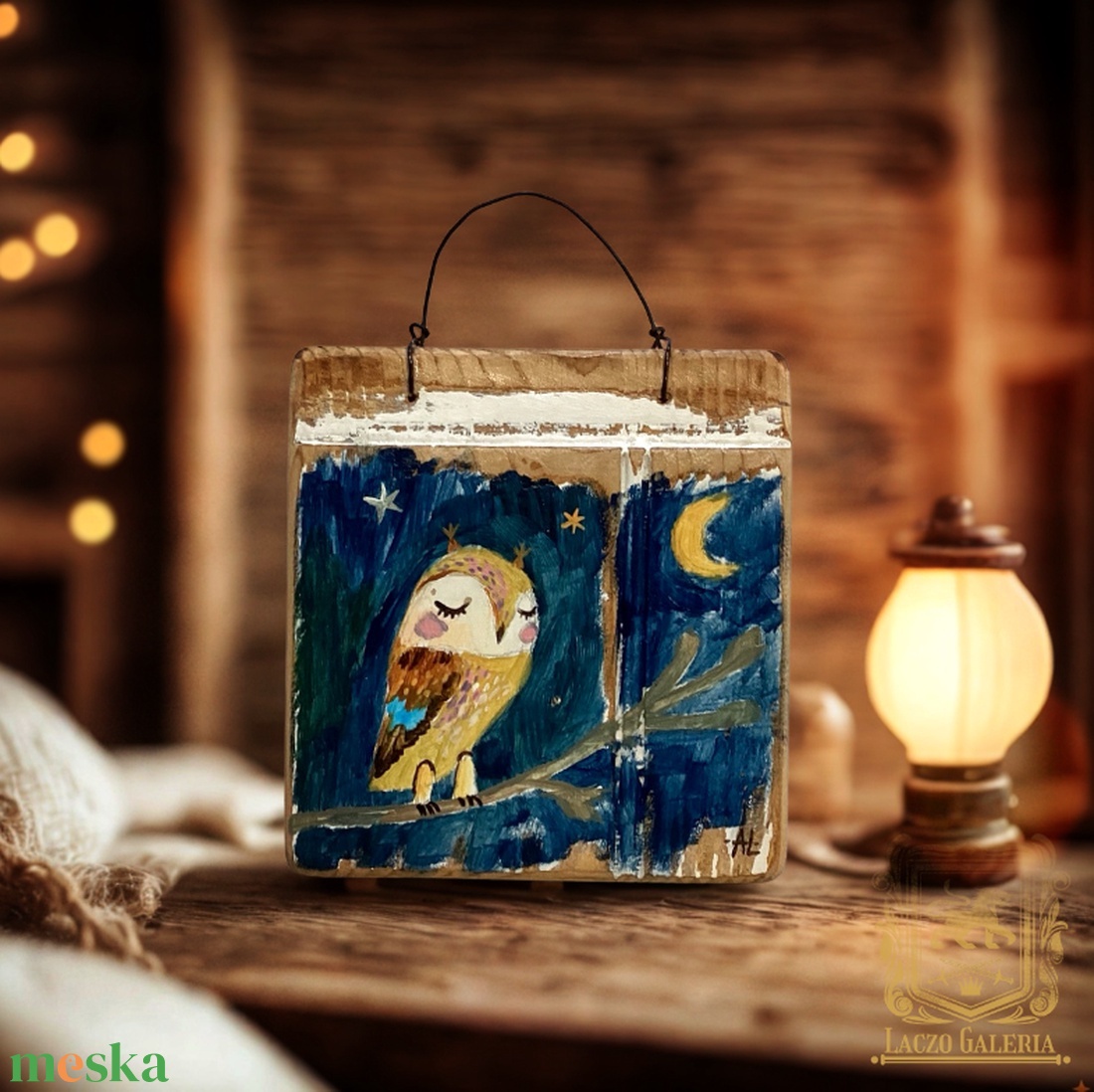 Jó éjt Bagoly - Rusztikus Fatábla, Ajándék ötlet - Egyedi Falidísz, Bagoly, Gyerekszoba - otthon & életmód - dekoráció - kép & falikép - fából készült kép - Meska.hu