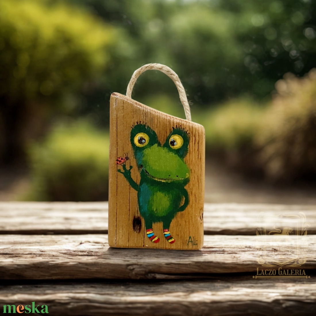 Béka Brekkencs - Rusztikus Fatábla, Ajándék ötlet - Egyedi Falidísz, Béka, Katica, Gyerekszoba - otthon & életmód - dekoráció - kép & falikép - fából készült kép - Meska.hu