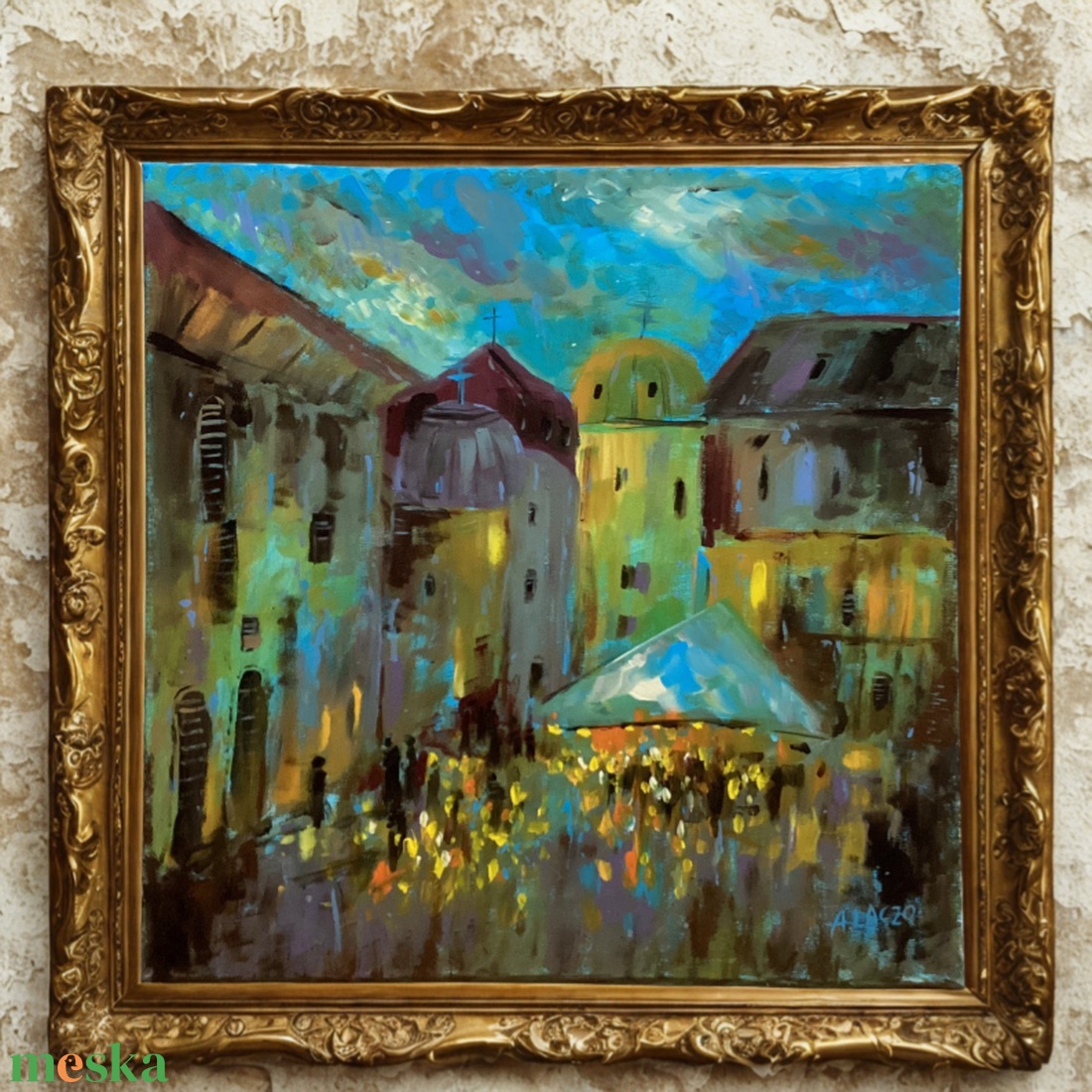Esti fények tánca  - Eredeti Akril Festmény Vásznon (Laczó Ágnes kortárs festő/grafikus művész)  - otthon & életmód - dekoráció - kép & falikép - vászonkép - Meska.hu