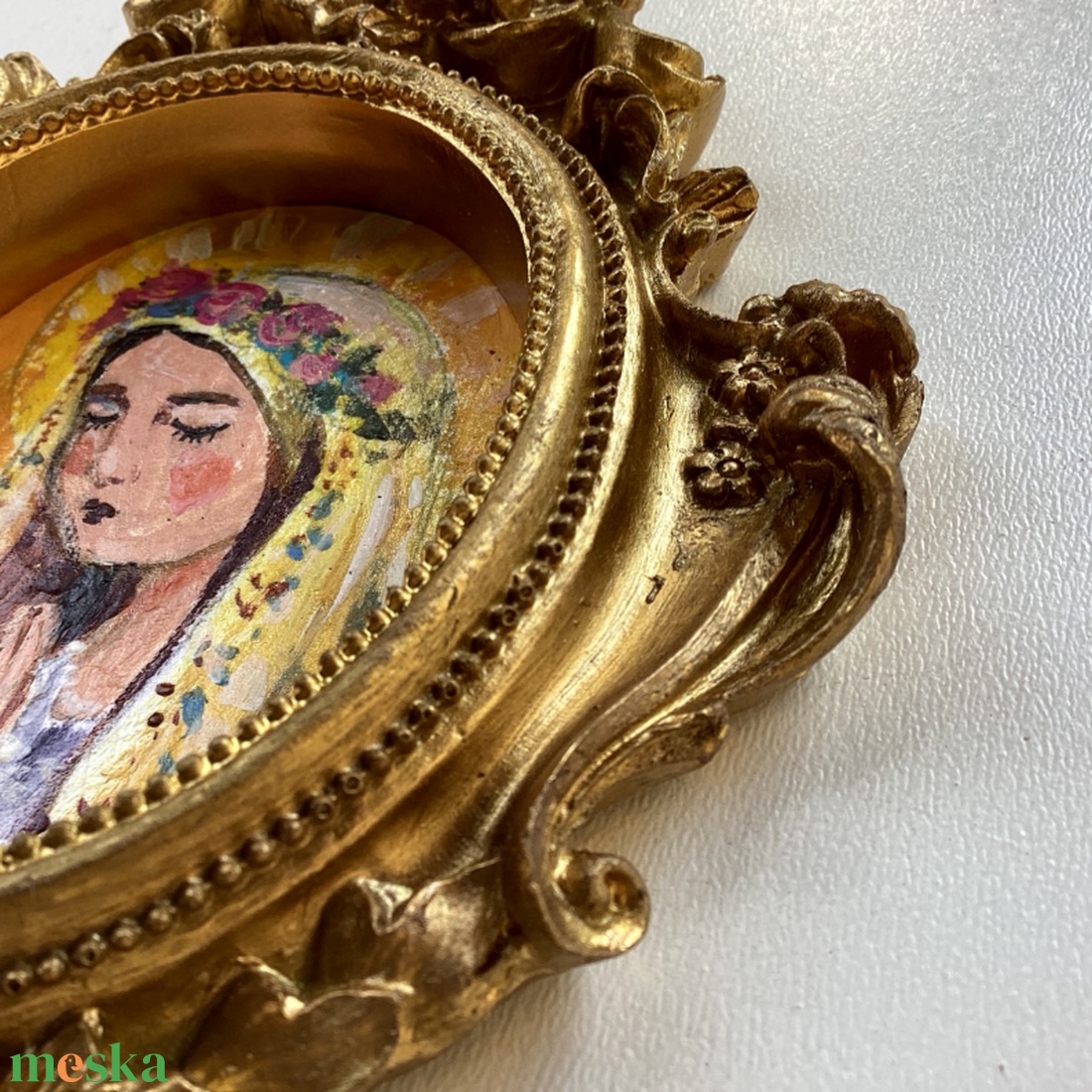Napsugár - Női portré - Eredeti Akril festmény, Arany keretben - Szent, Madonna - Biblia, Ima, Laczó Ágnes  - művészet - festmény - akril - Meska.hu