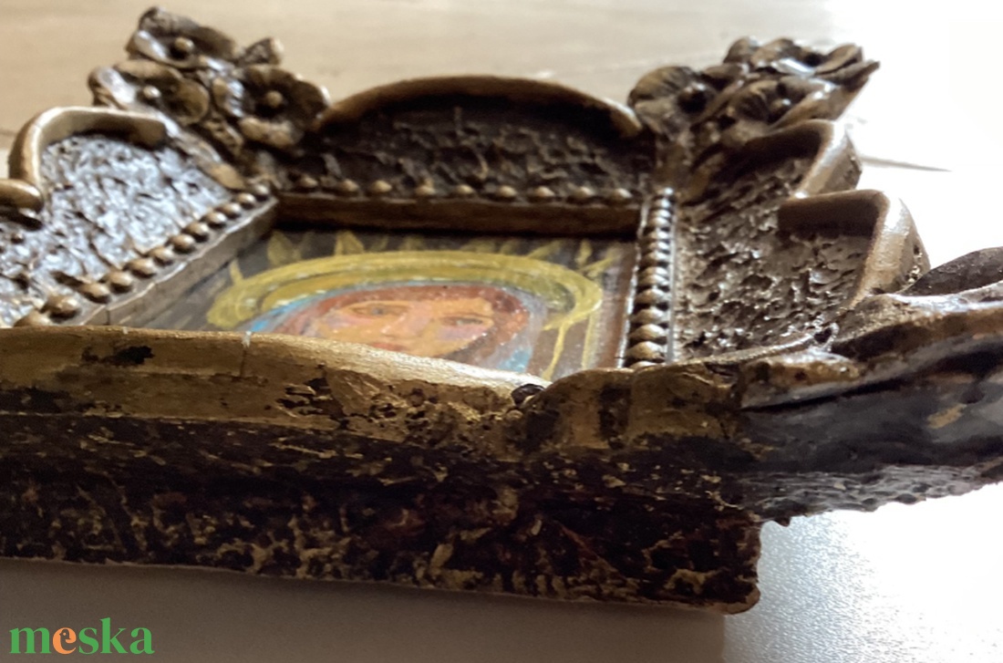 Madonna - Női portré  - Eredeti Akril festmény 19. Század végi neobarokk antik fa keretben - Szent - Laczó Ágnes  - művészet - festmény - akril - Meska.hu