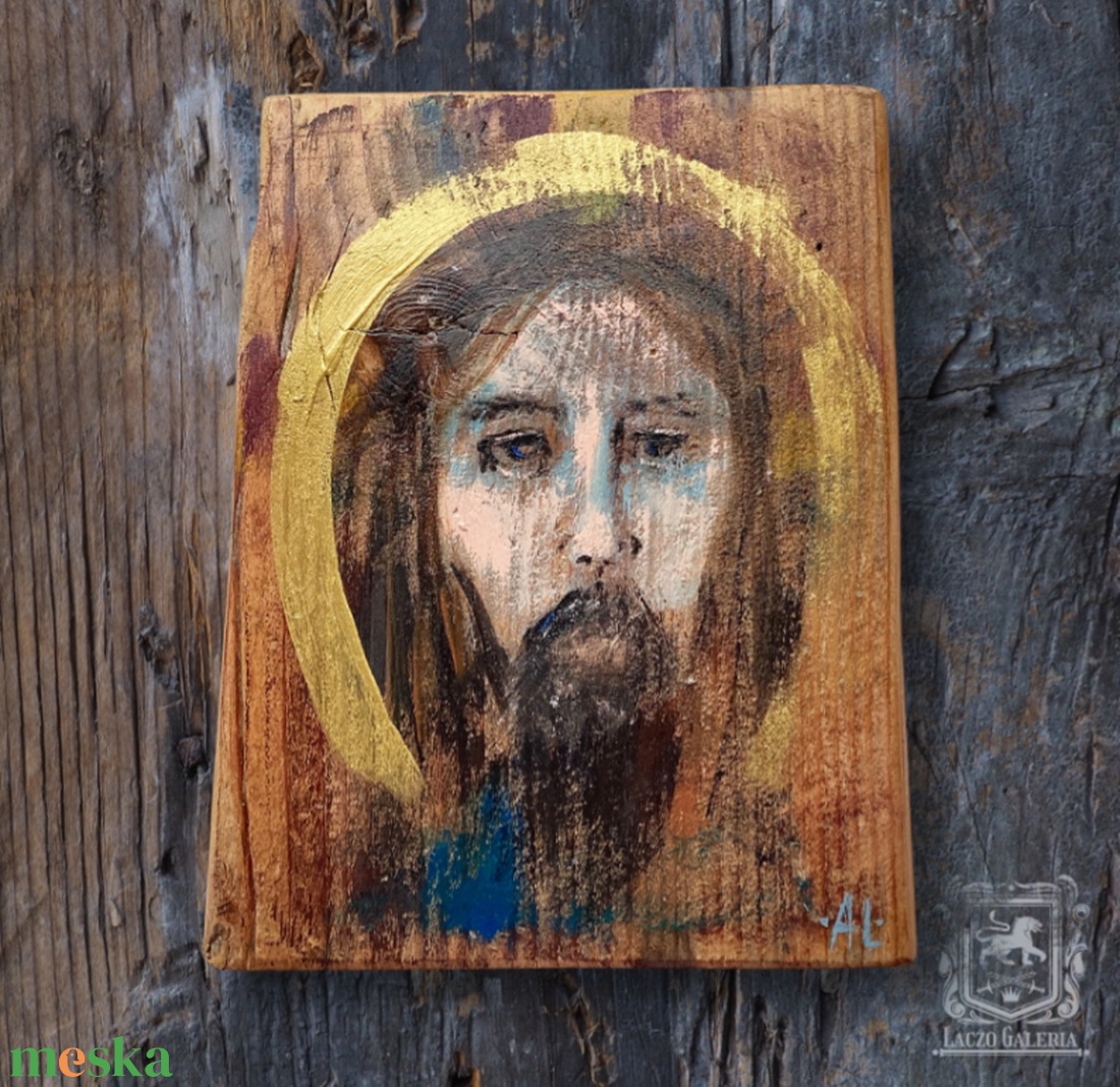 Jézus - Rusztikus Festett Fa, Dekoráció - Falra akasztható - Ajándék ötlet, Jézus, Szent, Vallás, Biblia - otthon & életmód - dekoráció - kép & falikép - fából készült kép - Meska.hu