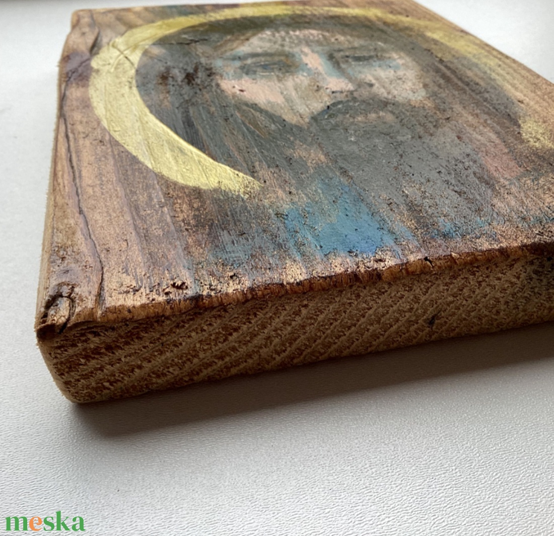 Jézus - Rusztikus Festett Fa, Dekoráció - Falra akasztható - Ajándék ötlet, Jézus, Szent, Vallás, Biblia - otthon & életmód - dekoráció - kép & falikép - fából készült kép - Meska.hu