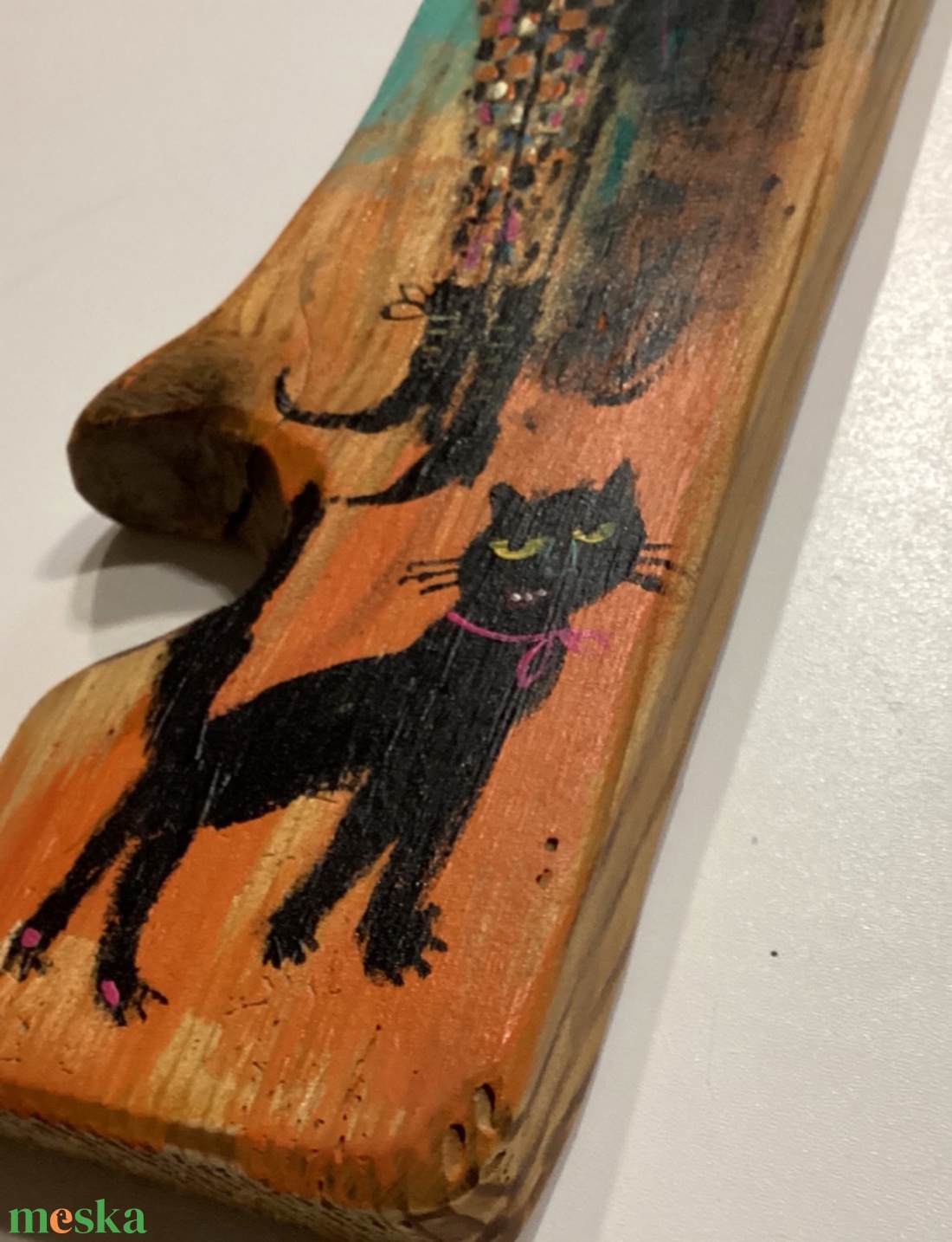 Korai banyek  - Ajándék ötlet, Rusztikus Dekoráció,  Fatábla, Halloween, fekete macska, cica, boszorkány - otthon & életmód - dekoráció - fali és függő dekoráció - falra akasztható dekor - Meska.hu