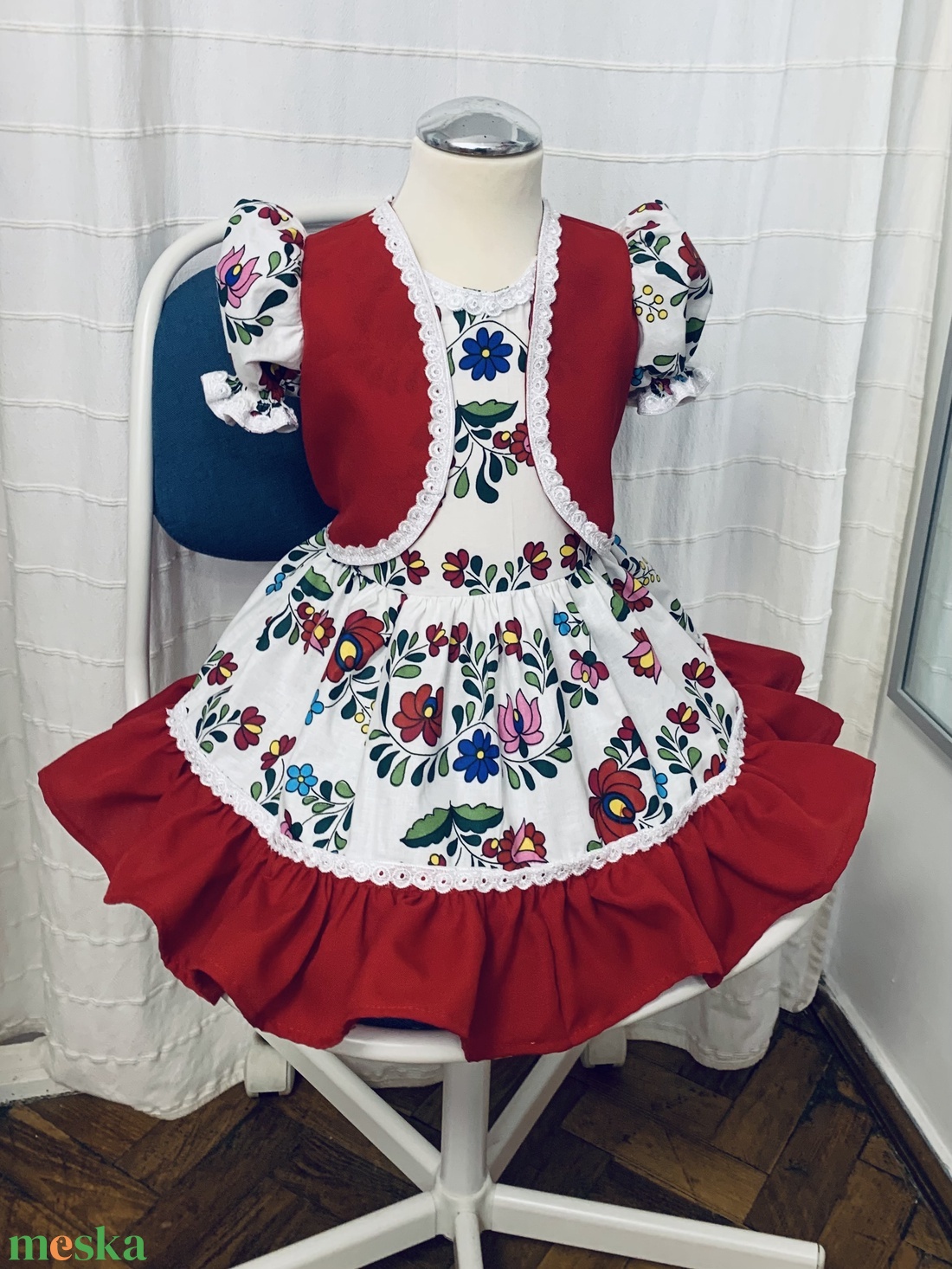 Népi jellegű ruhácska - ruha & divat - páros szett - anya-lánya szett - Meska.hu