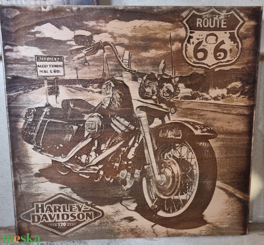 Harley Davidson Lézergravírozott fakép - otthon & életmód - dekoráció - kép & falikép - 3d képek - Meska.hu