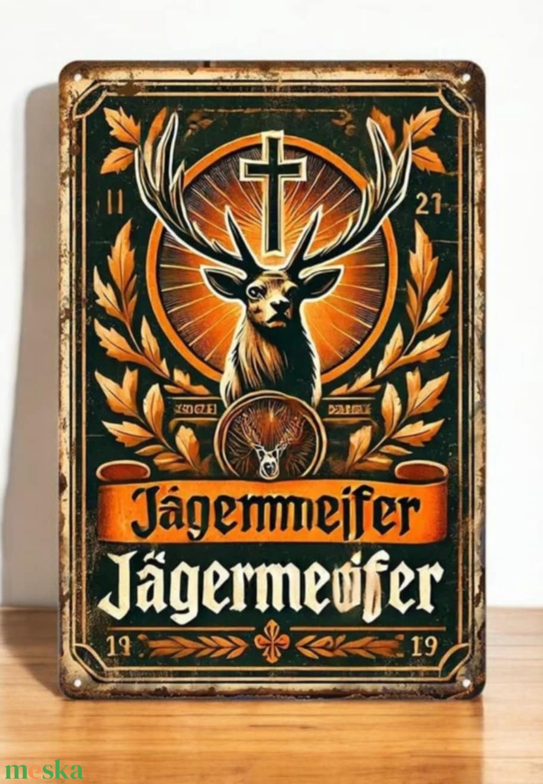 Retro Jagermeisster fémtábla - otthon & életmód - dekoráció - ajtó- és ablak dekoráció - ajtótábla - Meska.hu