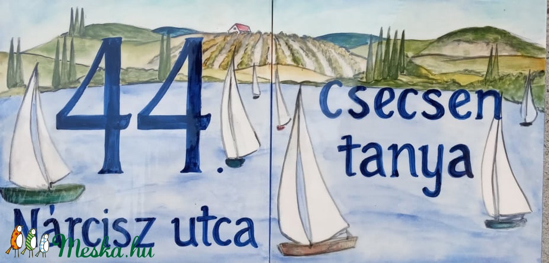 Balatoni házszámtábla - otthon & életmód - ház & kert - házszám - Meska.hu