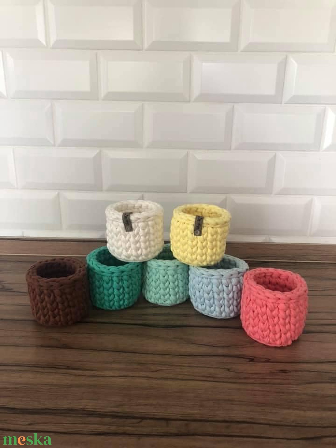 Horgolt mini tároló - otthon & életmód - fürdőszoba - fürdőszobai tároló - Meska.hu