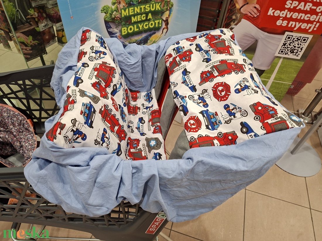 Tűzoltós bevásárlókocsi huzat - Bevásárló kocsihuzat - baba - mama - utazási kellékek - bevásárlókocsi huzat - Meska.hu