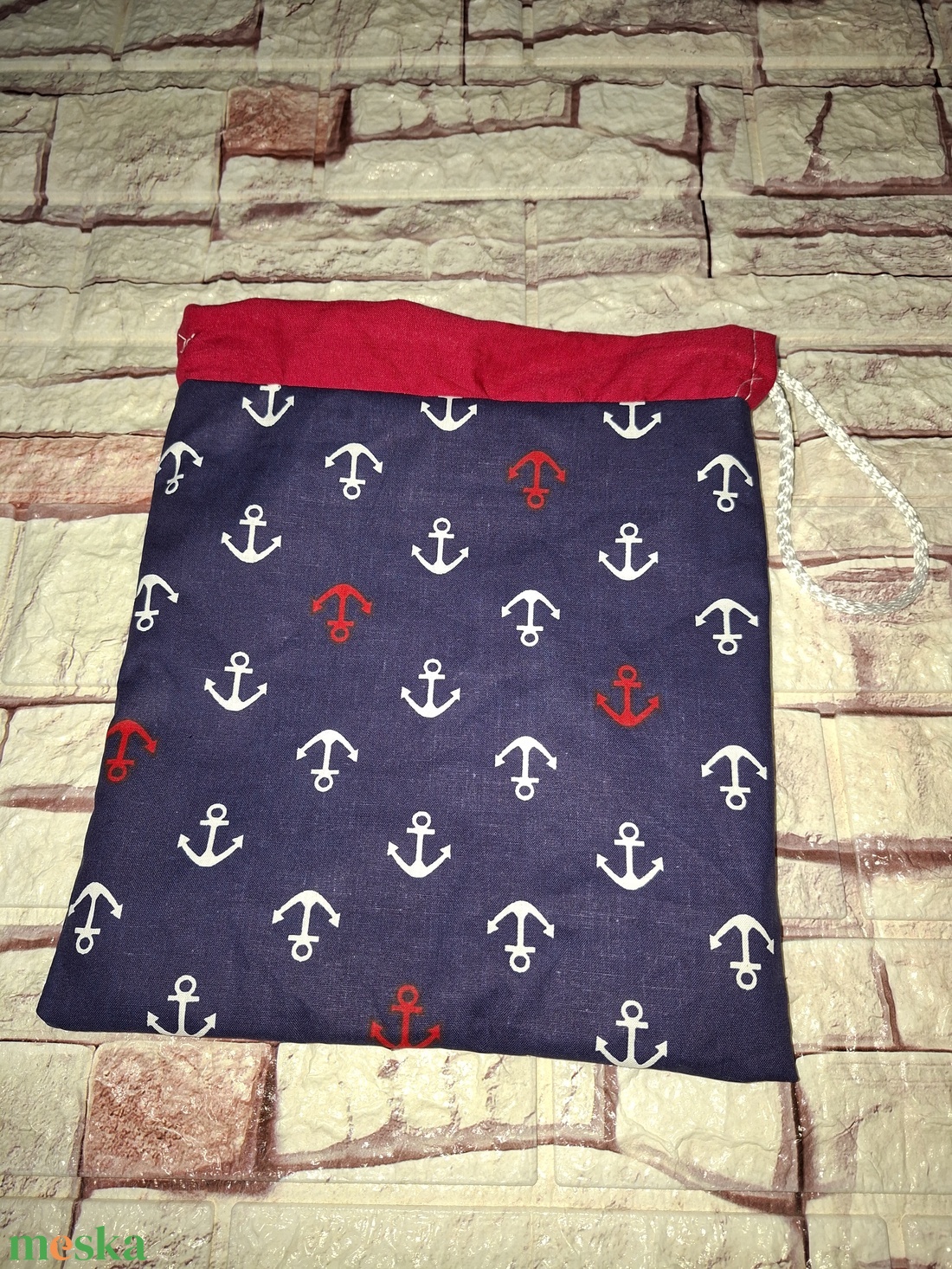 Matróz mintás uzsonnás tasak frissen tartó PUL béléssel - táska & tok - bevásárlás & shopper táska - kenyeres zsák - Meska.hu