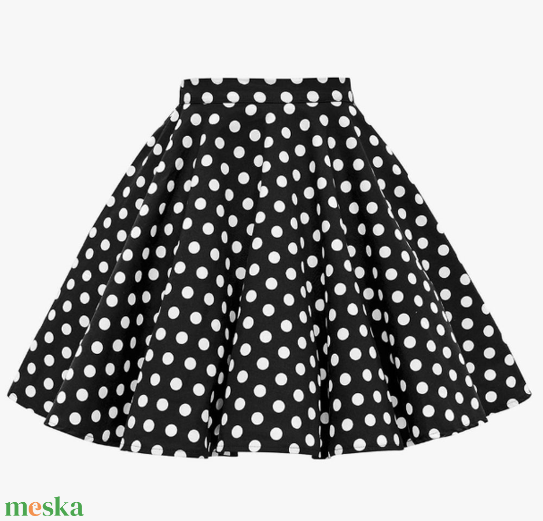 Fekete-fehér pöttyös, extra pörgős szoknya 60 cm - ruha & divat - női ruha - szoknya - Meska.hu