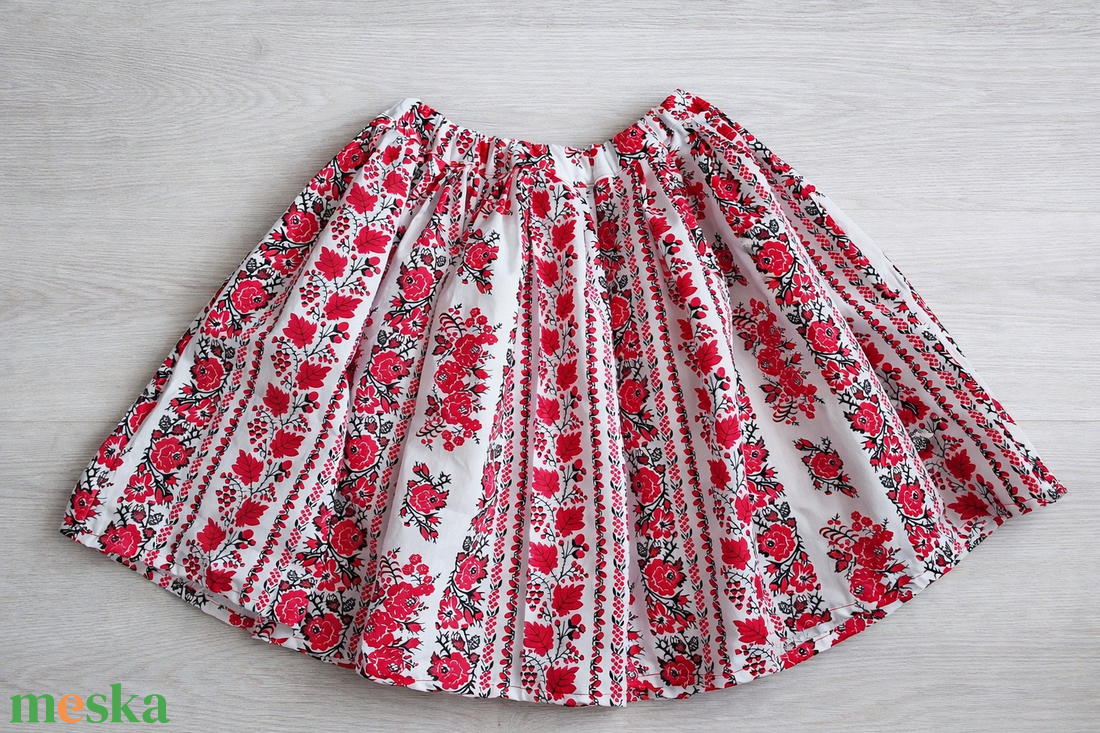Folklór virágmintás, pörgős néptánc szoknya 35 cm - ruha & divat - női ruha - szoknya - Meska.hu