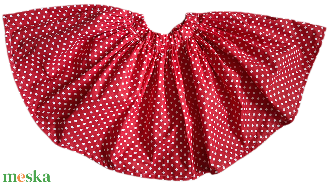 Piros-fehér pöttyös, pörgős szoknya - Rockabilly szoknya 40 cm - ruha & divat - női ruha - szoknya - Meska.hu