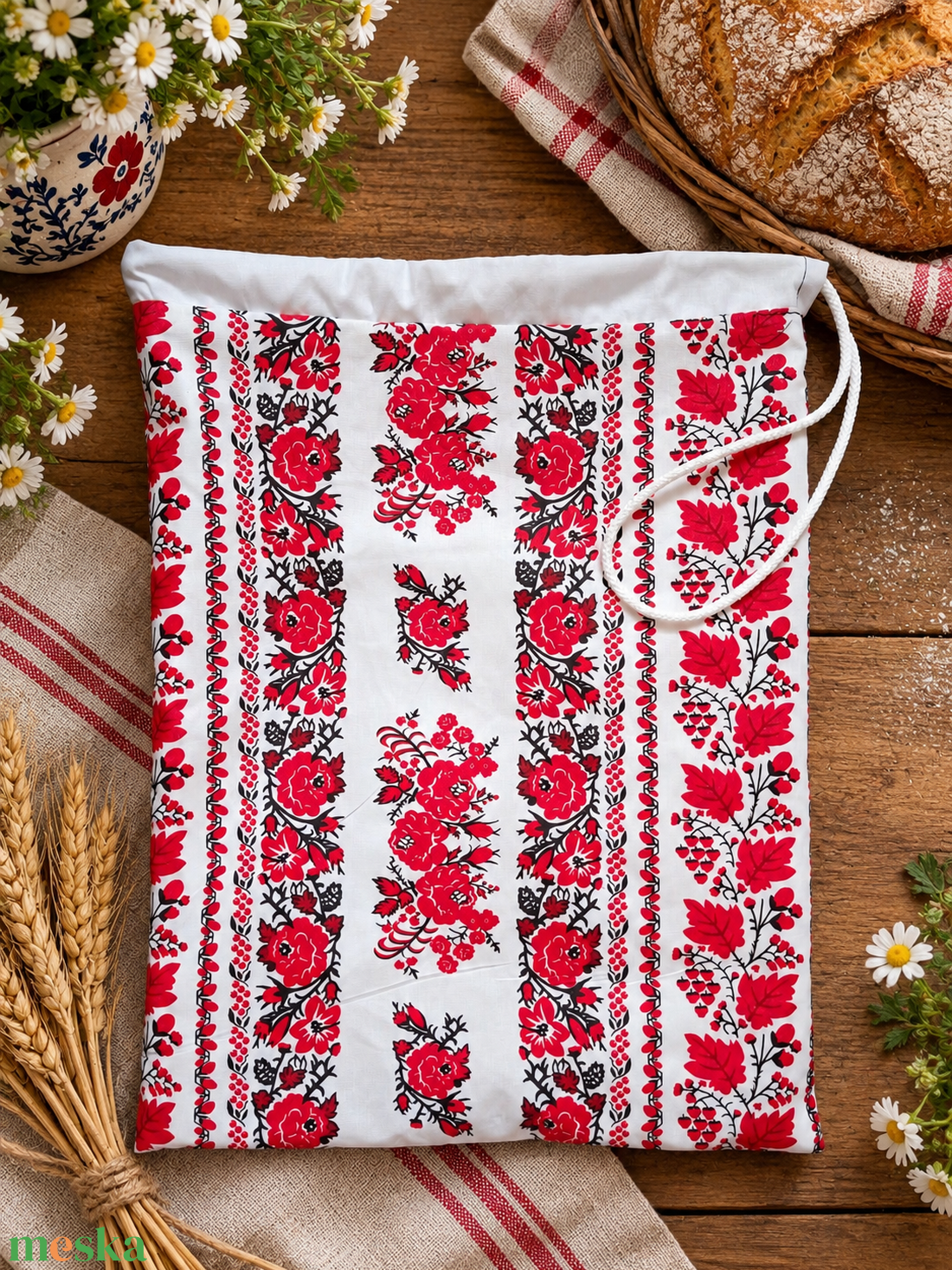 Nagyméretű kenyeres zsák frissen tartó PUL béléssel - táska & tok - bevásárlás & shopper táska - kenyeres zsák - Meska.hu