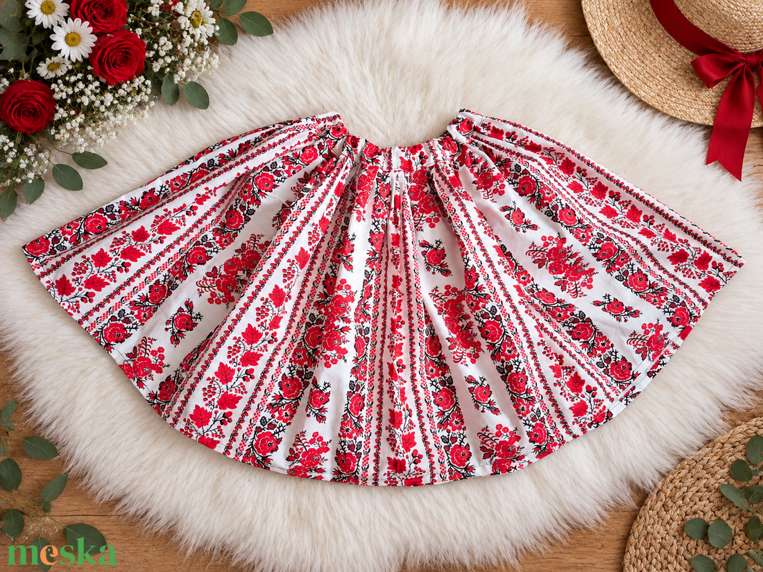 Extra pörgős néptánc szoknya 40 cm - ruha & divat - női ruha - szoknya - Meska.hu
