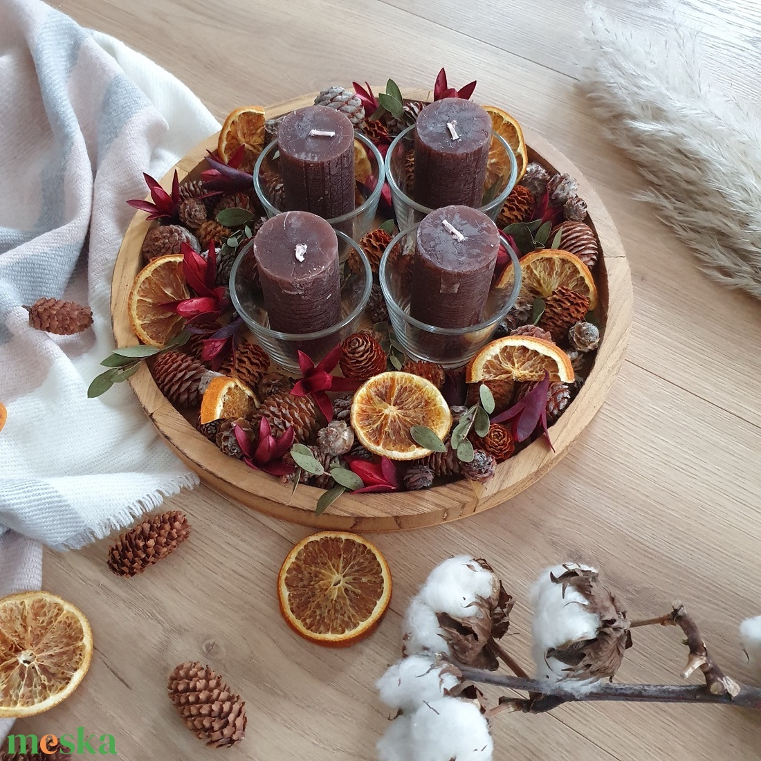 Adventi DIY tál - Forralt bor, adventi koszorú, karácsonyi asztaldísz - karácsony - adventi díszek - adventi koszorú - Meska.hu