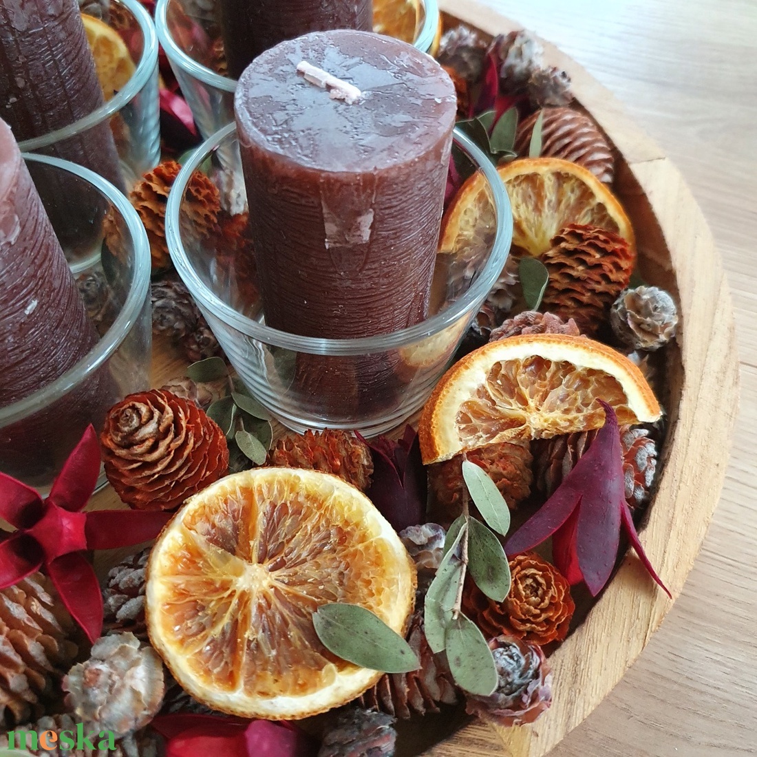 Adventi DIY tál - Forralt bor, adventi koszorú, karácsonyi asztaldísz - karácsony - adventi díszek - adventi koszorú - Meska.hu