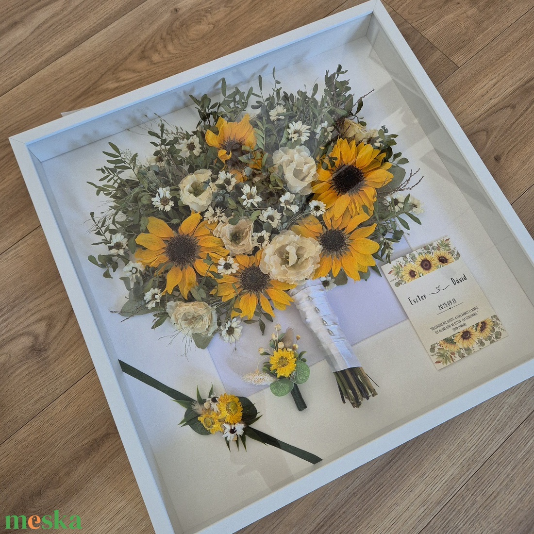 Menyasszonyi csokor megörökítés, csokor tartósítás képkeretben - esküvő - menyasszonyi- és dobócsokor - Meska.hu